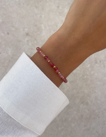 Bransoletka na gumce jadeit malinowy - szczęście, pomyślność, spełnienie marzeń