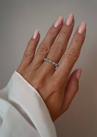 Pierścionek Elastyczny Kamienie Naturalne Amazonit