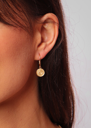 Kolczyki pozłacane z angielską monetą