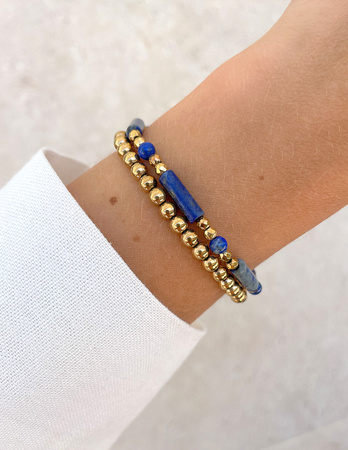 Bransoletki na gumce - lapis lazuli z hematytem