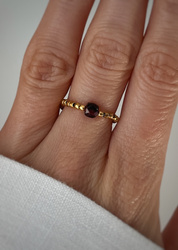 Elastic ring with natural lapis lazuli stones and pearl