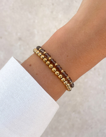 Bransoletki na gumce - jadeit brązowy z hematytem