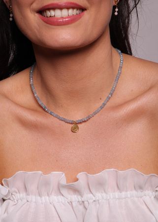 Naszyjnik jadeit błękitny z zawieszką