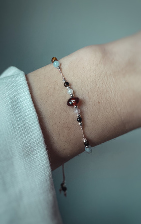 Bransoletka znak zodiaku Bliźnięta srebrne kulki 