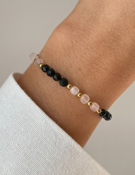 Bracelet on rubber band agate mossy with hematite - abundance, confidence, optimism