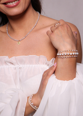 Naszyjnik jadeit mleczno - szary z zawieszką