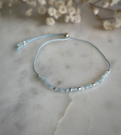 Bransoletka Kamień Urodzeniowy - Marzec srebrna