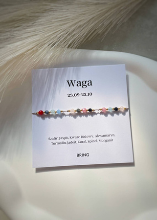 Bransoletka znak zodiaku Waga pozłacane kulki