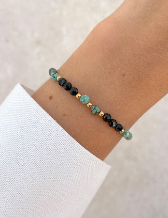 Talizman - czarny turmalin, turkus afrykański, hematyt - ochrona, spokój, szczęście i dobrobyt