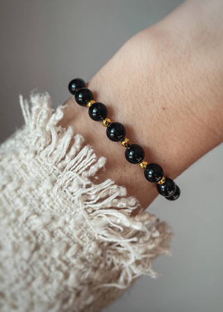 Bransoletka na gumce z Czarnych Turmalinów