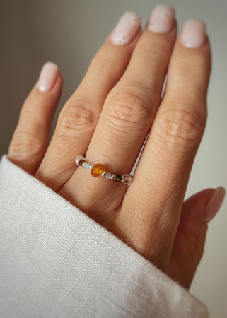 Pierścionek elastyczny znak zodiaku Bliźnięta srebrne