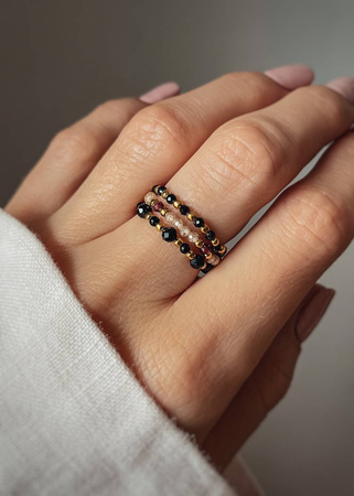 Zestaw Trzech Pierścionków Elastycznych z Kamieni Naturalnych