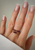 Set of Three Elastic Natural Stone Rings - Champagne Cubic Zirconia and Rhodonite