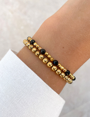 Bransoletki na gumce - czarny turmalin z hematytem