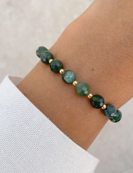 Bracelet on rubber band agate mossy with hematite - abundance, confidence, optimism