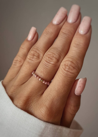 
Ring Elastic Natural Stones Rhodonite Silver Gold-plated