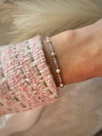 Bracelet Natural Stones Rose Quartz and Rhodochrosite