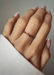 Pierścionek Elastyczny Kamienie Naturalne Rodochrozyt i Ametyst