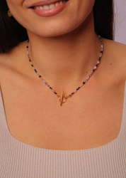 Necklace Zodiac Sign Sagittarius Natural Stones Gold-Plated Toggle