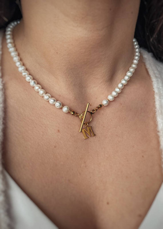 Naszyjnik Perły Naturalne "Klara" Pozłacany z Zawieszką