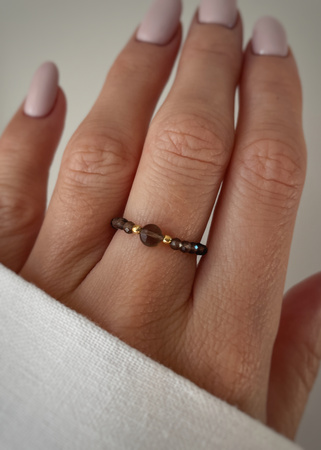 Pierścionek elastyczny kwarc dymny