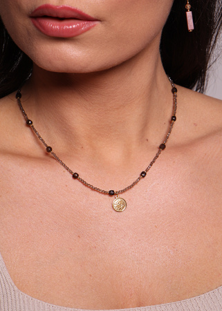 Naszyjnik kwarc dymny z zawieszką