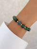 Bracelet on rubber band agate mossy with hematite - abundance, confidence, optimism