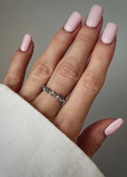 Elastic Ring Natural Stones Amazonite and Pearls Silver Gold Plated