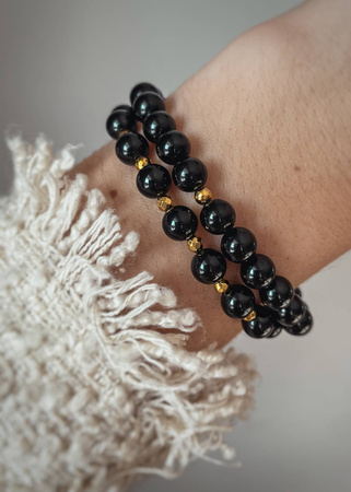 Bransoletka na gumce z Czarnych Turmalinów