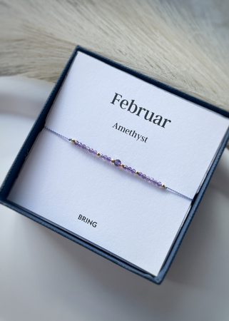 Birthstone Bracelet for February Gold-Plated Silver