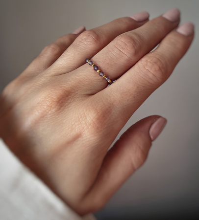 Pierścionek elastyczny kamienie naturalne ametyst