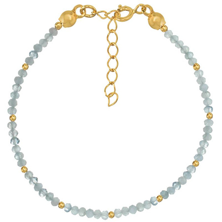 Bransoletka srebrna pozłacana z kamieni naturalnych akwamaryn 