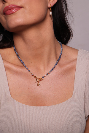 Naszyjnik sodalit i kamień księżycowy toggle z zawieszką