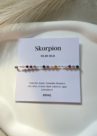 Bransoletka znak zodiaku Skorpion srebrne kulki