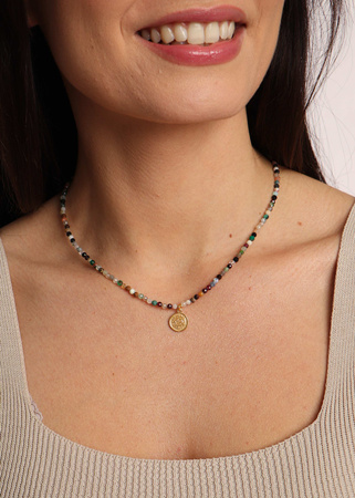 Naszyjnik z kamieni naturalnych Mix Kamieni pozłacany zawieszka