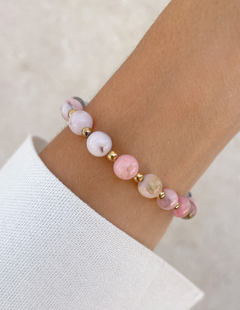 Bransoletka na gumce z opalu z hematytem - ochrona, optymizm, kreatywność