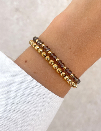 Bransoletki na gumce - jadeit brązowy z hematytem