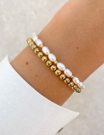 Bransoletki na gumce - perły Bella z hematytem