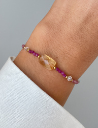 Bracelet Natural Stones Rose Quartz and Rhodochrosite