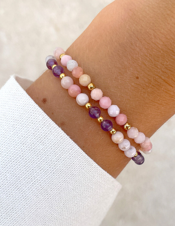 Bransoletki na gumce - opal, ametyst z hematytem