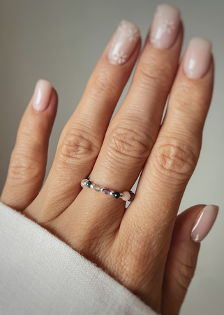 Pierścionek elastyczny znak zodiaku Ryby srebrne