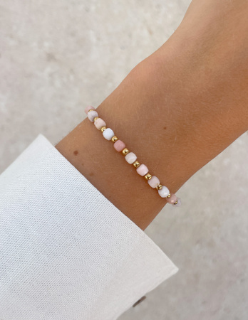 Bransoletka na gumce z opalu z hematytem - optymizm, kreatywność, entuzjazm