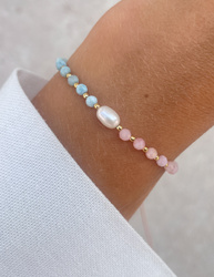 Bracelet Natural Stones Rose Quartz and Rhodochrosite