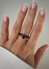 Set of Three Elastic Natural Stone Rings - Champagne Cubic Zirconia and Rhodonite