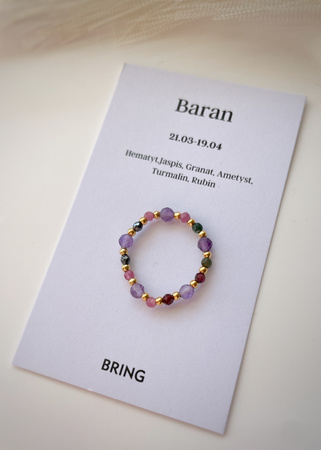 Pierścionek elastyczny znak zodiaku Baran pozłacany