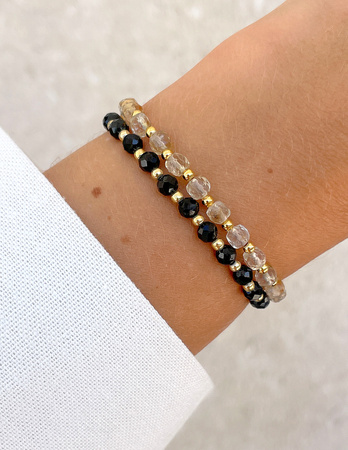 Bransoletki na gumce - czarny turmalin i cytryn z hematytem