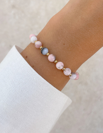 Bransoletka na gumce z opalu z hematytem - ochrona, optymizm, kreatywność