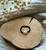 Black elastic spinel ring with pearl