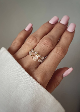 Zestaw Dwóch Pierścionków Elastycznych z Kamieni Naturalnych - Kryształ Górski