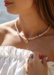 Natural Stones Necklace, gold-plated Morganite, with a pendant